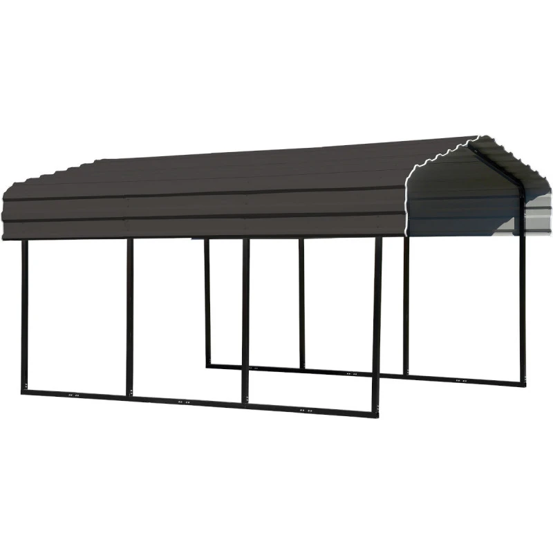 Carport à Toit En Acier Galvanisé 13,8m² Couleur Anthracite – Shelter Logic 4 Carport à Toit En Acier Galvanisé 13,8m² Couleur Anthracite – Shelter Logic – Image 2