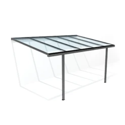 Carport Adossé 300x500cm En Aluminium Gris Anthracite H280cm Avec 2 Poteaux MARBELLA - GardenGate