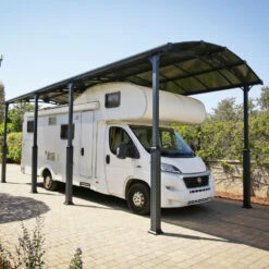 Carport En Alu Gris Et Polycarbonate 1 Voiture 31m² Arcadia Alpine 8500 - Canopia