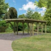 Carport En Bois Autoclave 26,9m², Toit En PVC Gris Et Deux Poteaux En Arc – KARIBU -Jardin Extérieur carport en bois autoclave 269m toit en pvc gris et deux poteaux en arc karibu