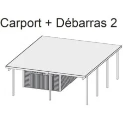 Carport En Bois Autoclave 30,35m² Avec Débarras 9m² - Karibu -Jardin Extérieur carport en bois autoclave 3035m avec debarras 9m karibu 2