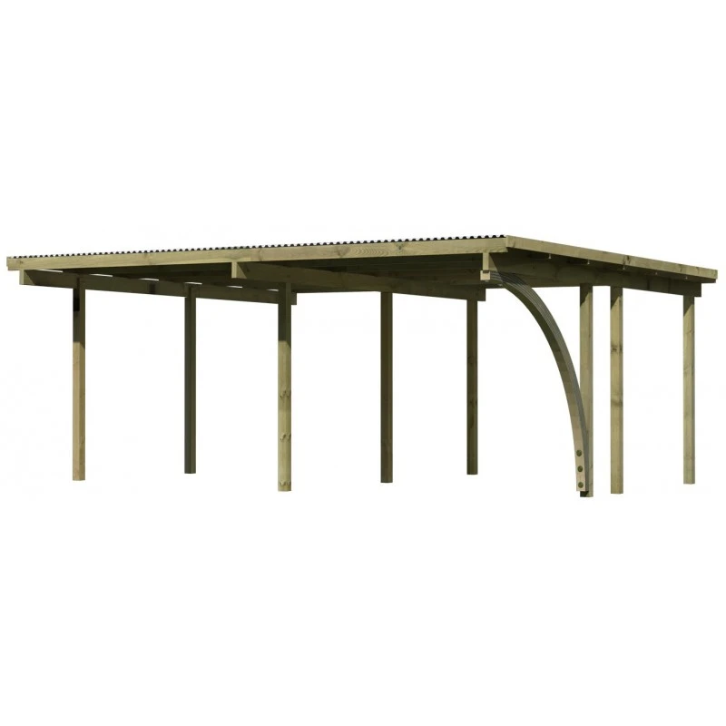 Carport En Pin Autoclave Avec Toit PVC 27,58m² + 1 Arc D'entrée Karibu 5 Carport En Pin Autoclave Avec Toit PVC 27,58m² + 1 Arc D'entrée Karibu – Image 3