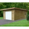Carport-garage 7x5x2,5m En Bois Traité Autoclave Avec Porte Sectionnelle Motorisée - SOLID -Jardin Extérieur carport garage 7x5x25m en bois traite autoclave avec porte sectionnelle motorisee solid