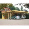 Carport Pin Autoclave 40,2m² Classic Double 2 + Toit PVC + 2 Arcs Karibu -Jardin Extérieur carport pin autoclave 402m classic double 2 toit pvc 2 arcs karibu