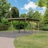 Carport Simple En Bois Autoclave Avec Toit PVC Et 1 Arc D'entrée 14,9m² - 304x490cm - Karibu -Jardin Extérieur carport simple en bois autoclave avec toit pvc et 1 arc d entree 149m 304x490cm karibu