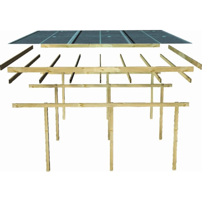 Carport Simple En Bois Autoclave Avec Toit PVC Et 1 Arc D'entrée 14,9m² - 304x490cm - Karibu 6 Carport Simple En Bois Autoclave Avec Toit PVC Et 1 Arc D'entrée 14,9m² - 304x490cm - Karibu – Image 4