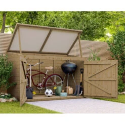 Coffre De Jardin En Bois Traité 28mm 2000L LARGO Blanc - Gardy Shelter -Jardin Extérieur coffre de jardin en bois traite 28mm 2000l largo blanc gardy shelter 4