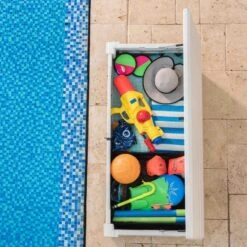 Coffre De Piscine En Résine Blanc 455L Pool Box – Keter -Jardin Extérieur coffre de piscine en resine blanc 455l pool box keter 3