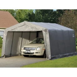 Garage Démontable 18,13m² En Acier Et Polyéthylène Gris – Shelter Logic -Jardin Extérieur garage 1813m demontable en acier et polyethylene gris shelter logic 3