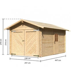 Garage En Bois Certifié 13,28m² – Madriers 28mm - Karibu -Jardin Extérieur garage en bois certifie 1328m madriers 28mm karibu 2