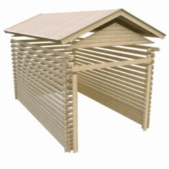Garage En Bois Certifié 13,28m² – Madriers 28mm - Karibu -Jardin Extérieur garage en bois certifie 1328m madriers 28mm karibu 4