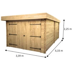 Garage En Bois Massif 21,46m² – Madriers 28mm – Toiture En Bac Acier – Habrita -Jardin Extérieur garage en bois massif 2146m madriers 28mm toiture en bac acier habrita 1