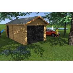 Garage En Bois Massif 24,23m² – Madriers 60mm – Habrita -Jardin Extérieur garage en bois massif 2423m madriers 60mm habrita 2