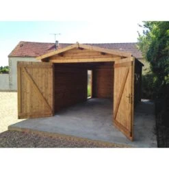 Garage En Bois Massif 40mm Traité Teinté Marron Gardy Shelter -Jardin Extérieur garage en bois massif 40mm traite teinte marron gardy shelter 3
