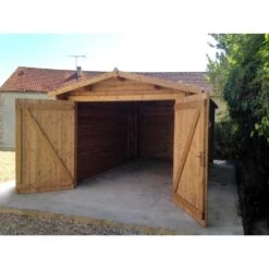 Garage En Bois Massif 40mm Traité Teinté Marron Gardy Shelter -Jardin Extérieur garage en bois massif 40mm traite teinte marron gardy shelter 5