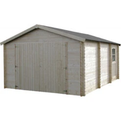 Garage Garodeal Double Pente 21,04m² Madriers 34mm Avec Double Porte Battante + Porte Service Vitrée – Décor Et Jardin