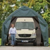 Garage Haut Démontable 23,8m² En Acier Et Polyéthylène Vert – Shelter Logic -Jardin Extérieur garage haut demontable 238m en acier et polyethylene vert shelter logic
