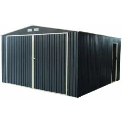 Garage Métal Anthracite Double Portes 19,61m² + Kit D'ancrage X-METAL