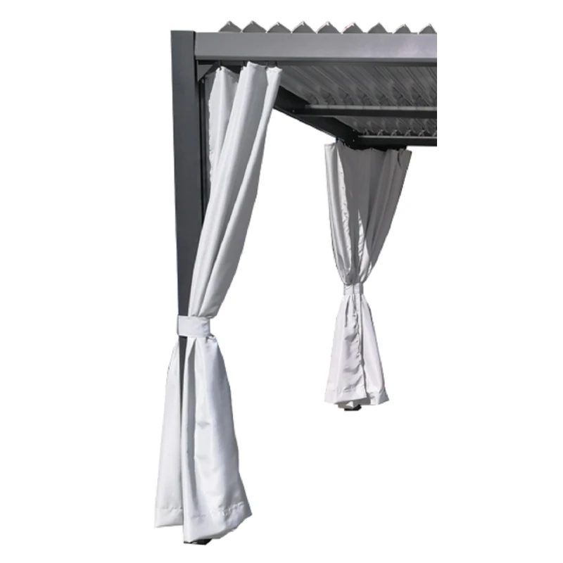 Kit De 6 Rideaux En Polyester Gris Perle Pour Pergola Memphis - Couleurs Du Monde 3 Kit De 6 Rideaux En Polyester Gris Perle Pour Pergola Memphis - Couleurs Du Monde