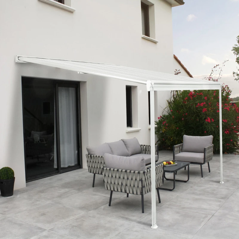 Pergola Adossée 300x300cm En Aluminium Blanc Et Polycarbonate 4mm CIELO - DCB Garden 3 Pergola Adossée 300x300cm En Aluminium Blanc Et Polycarbonate 4mm CIELO - DCB Garden