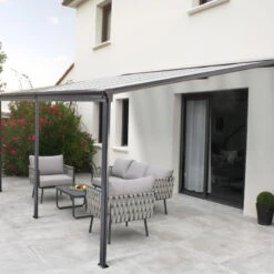 Pergola Adossée 435x300cm En Aluminium Noir Et Polycarbonate 4mm CIELO - DCB Garden