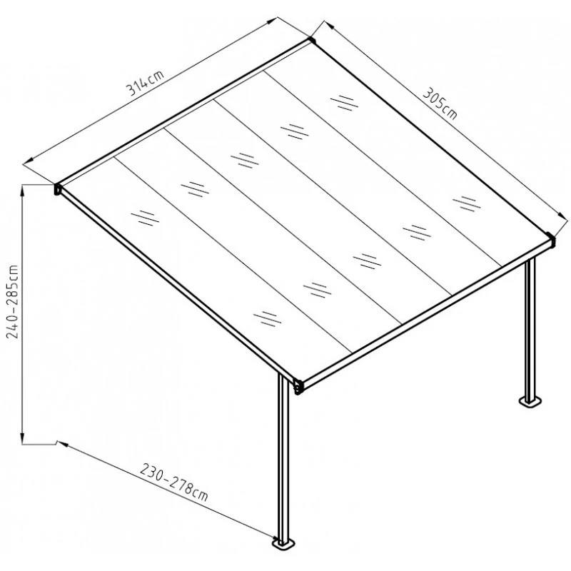 Pergola Adossée Ajustable - Toit De Terrasse En Alu 3,05x3,14m X-METAL 5 Pergola Adossée Ajustable - Toit De Terrasse En Alu 3,05x3,14m X-METAL – Image 3