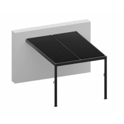 Pergola Adossée Bioclimatique En Aluminium Gris Anthracite 300x300cm Avec Lames Grises ODIN - GardenGate