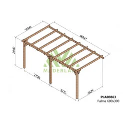 Pergola Adossée En Bois Lamellé-collé 600x300cm Palma – Maderland -Jardin Extérieur pergola adossee en bois lamelle colle 600x300cm palma maderland 1