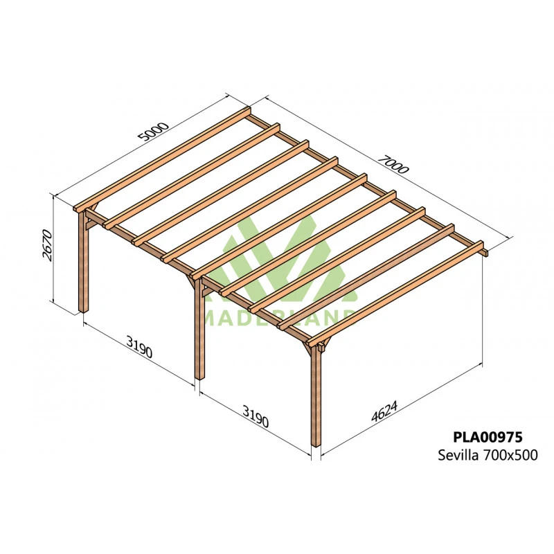 Pergola Adossée En Bois Lamellé-collé 700x500cm Sevilla – Maderland 4 Pergola Adossée En Bois Lamellé-collé 700x500cm Sevilla – Maderland – Image 2