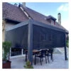 Pergola Bioclimatique Aluminium Anthracite 10,80m² Toit Avec Lames Ovales Aluminium + 2 Rideaux Gris Pour Les Côtés – HABRITA 1 Pergola Bioclimatique Aluminium Anthracite 10,80m² Toit Avec Lames Ovales Aluminium + 2 Rideaux Gris Pour Les Côtés – HABRITA -Jardin Extérieur pergola bioclimatique aluminium anthracite 1080m toit avec lames ovales aluminium 2 rideaux gris pour les cotes habrita