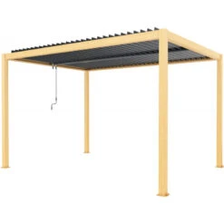 Pergola Bioclimatique Autoportante En Aluminium Aspect Bois 4x3m - X-METAL -Jardin Extérieur pergola bioclimatique autoportante en aluminium aspect bois 4x3m x metal 5