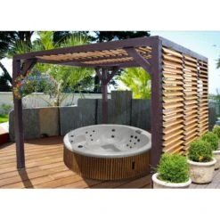 Pergola En Bois Avec Ventelles Amovibles Sur Toiture + 1 Côté 340x312x217cm Veneto -Jardin Extérieur pergola en bois avec ventelles amovibles sur toiture 1 cote 339x312x217cm veneto 4