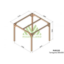 Pergola En Bois Lamellé-collé 300x300cm Tarragona – Maderland -Jardin Extérieur pergola en bois lamelle colle 300x300cm tarragona maderland 1