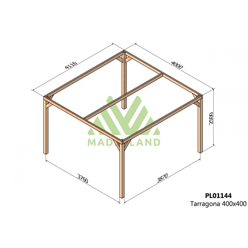 Pergola En Bois Lamellé-collé 400x400cm Tarragona – Maderland 3 Pergola En Bois Lamellé-collé 400x400cm Tarragona – Maderland – Image 2