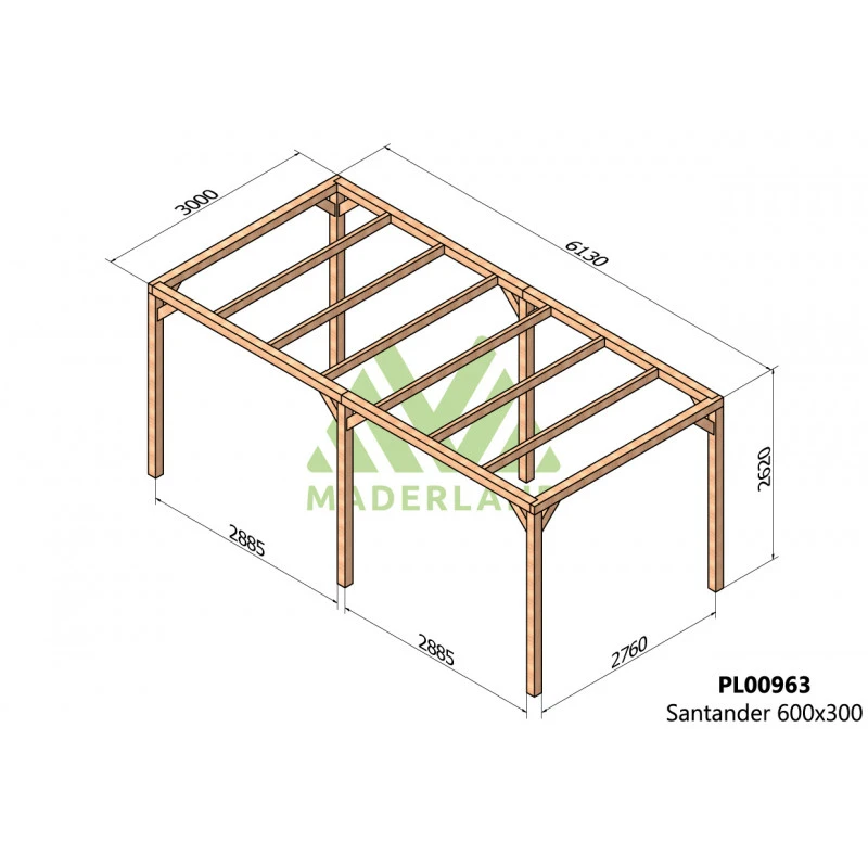 Pergola En Bois Lamellé-collé 600x300cm Santander – Maderland 4 Pergola En Bois Lamellé-collé 600x300cm Santander – Maderland – Image 2