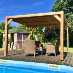 Pergola THERMAUVENT 10,67m² Toit Avec Ventelles Mobiles HABRITA -Jardin Extérieur pergola thermauvent 1067m en bois avec vantelles sur le toit habrita 2