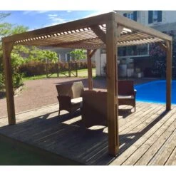 Pergola THERMAUVENT 10,67m² Toit Avec Ventelles Mobiles HABRITA -Jardin Extérieur pergola thermauvent 1067m en bois avec vantelles sur le toit habrita 5