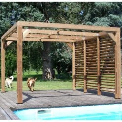 Pergola THERMAUVENT 10,67m² Paroi Avec Ventelles Mobiles HABRITA -Jardin Extérieur pergola thermauvent 1067m paroi avec ventelles mobiles habrita 5