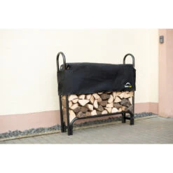 Porte-bûches 120cm En Acier Capacité De Charge De 500kg Avec Couverture - Shelter Logic -Jardin Extérieur porte buches 120cm en acier capacite de charge de 500kg avec couverture shelter logic 3