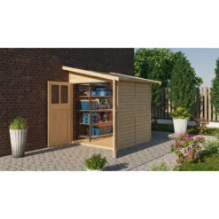 Remise Adossée Juist 2 En Bois Certifié 3,28m² - Karibu -Jardin Extérieur remise adossee juist 2 en bois certifie 328m karibu 2