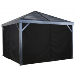 Rideaux Occultants En Polyester Gris Pour Pergola South Beach 12x12 - SOJAG