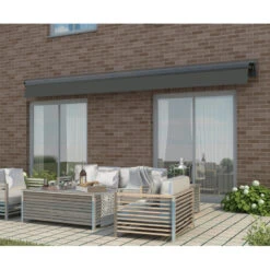 Store Banne Manuel 295x200cm DECO Toile Polyester Grise - X-METAL -Jardin Extérieur store banne manuel 295x200cm deco toile polyester grise x metal 4