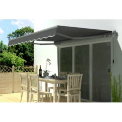 Store Banne Manuel 350x250cm EASY Toile Polyester Grise - X-METAL -Jardin Extérieur store banne manuel 350x250cm easy toile polyester grise x metal 3