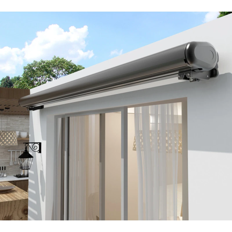 Store Banne Motorisé 300x250cm LUXO Toile Polyester Grise - X-METAL 6 Store Banne Motorisé 300x250cm LUXO Toile Polyester Grise - X-METAL – Image 4