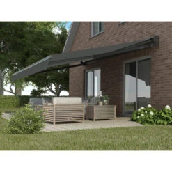 Store Banne Motorisé 350x250cm DECO Toile Polyester Grise - X-METAL