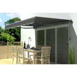 Store Banne Motorisé 350x250cm EASY Toile Polyester Grise - X-METAL