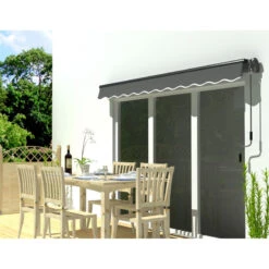 Store Banne Motorisé 395x300cm EASY Toile Polyester Grise - X-METAL -Jardin Extérieur store banne motorise 395x300cm easy toile polyester grise x metal 2