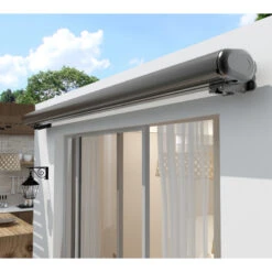 Store Banne Motorisé 500x300cm LUXO Toile Polyester Grise - X-METAL -Jardin Extérieur store banne motorise 500x300cm luxo toile polyester grise x metal 3