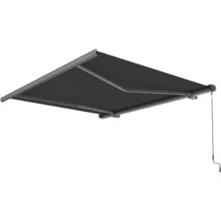 Store Banne Motorisé 500x300cm LUXO Toile Polyester Grise - X-METAL -Jardin Extérieur store banne motorise 500x300cm luxo toile polyester grise x metal 4