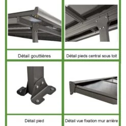 Toit De Terrasse 12,83m² Aluminium Anthracite Et Polycarbonate Habrita -Jardin Extérieur toit de terrasse 1283m aluminium anthracite et polycarbonate habrita 2